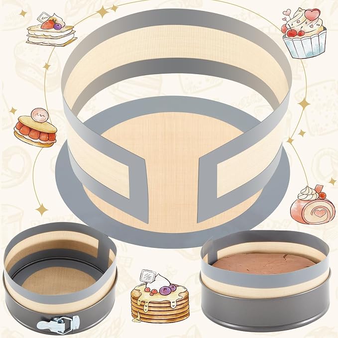 Honeydak 4 Set Silicone Baking Mat for 4, 7, 9, 10 Inch Springform Pan Protector Nonstick Reusable Cake Pan Liners for Cheesecake Baking Prevent Sticking to Bottom & Side, Easy Release & Clean(Gray)