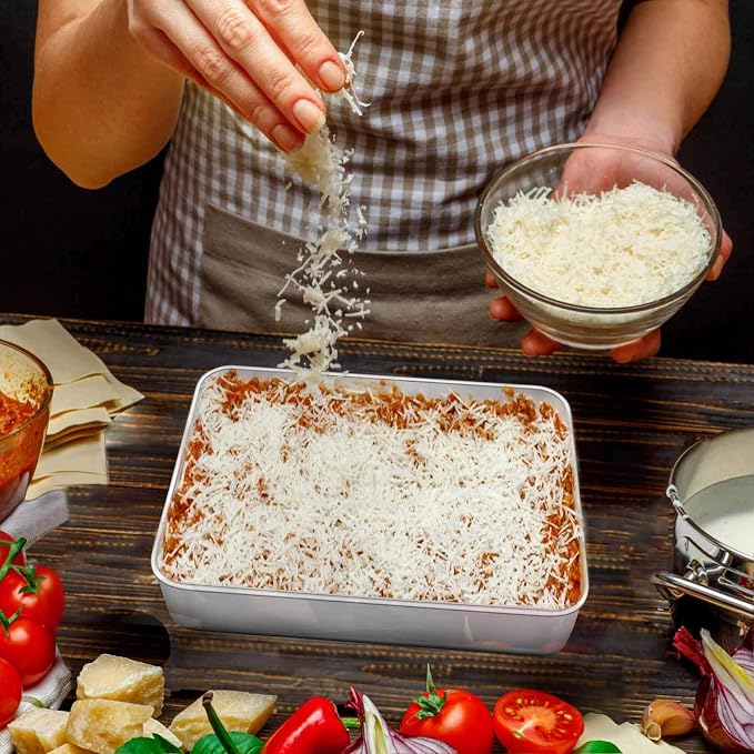 TeamFar Baking Pan with Lid, 9.3" x 7" Rectangule Cake Pan- 1Pan +1 Lid | Stainless Steel Lasagna Pans with Covers for Cake Brownie Casseroles, Birthday Party Outdoor, Healthy, Oven & Dishwasher Safe