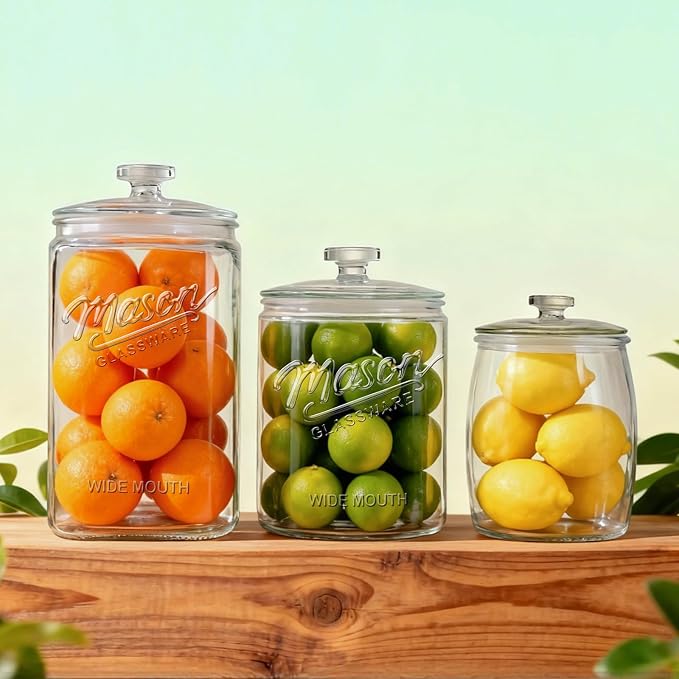 Ritayedet 1 Gallon Glass Cookie Jar with Airtight Lid, Wide Mouth Mason Jar | Wide Mouth, Kitchen Canister for Candy, Coffee, Dog Treat Storage, Terrarium, Apothecary, Laundry Room, BPA Free, Durable