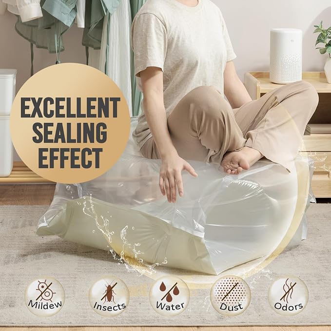 TAILI Vacuum Storage Bags 4 Pack, Extra Large Cube (40x28x18x18 Inch),Cream | Super Jumbo Vacuum Seal Bags for Beddings, Comforters, Blankets, No pump Compression Cube, Closet Space Saver