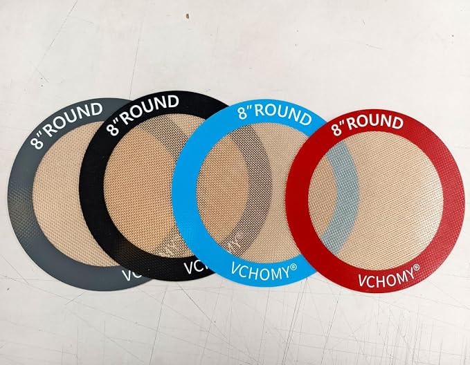 Silicone Baking Mats, Set of 4, Round dia 8 Inch, Non Stick, BPA Free, Baking Sheet Pan Liner for Cake,Pizza,Cookies,Macaron,Bread,Pastry,Toaster (Multi Colors, Round-dia 8 inch)