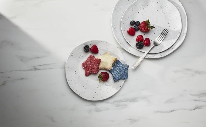 Oneida Terrazzo Cream Melamine 12-Piece Dinnerware Set for 4 | dishwasher safe | plates and bowls sets for kitchen and dining | 10.5 inch plate, dish set, dishes | 26oz