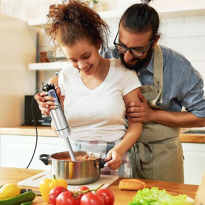 Mueller Immersion Blender Handheld - 8 Speed Stainless Steel Electric Hand Blender, Emulsion Blender Stick Kitchen Gadget with Turbo Mode | Stainless Steel | 8 Speed Settings with Turbo Mode | Electric Hand Blender