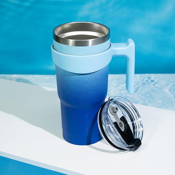 BJPKPK 30 oz Tumbler with Handle & Straw, Insulated Stainless Steel Mug | Double Wall Vacuum, Keeps Hot/Cold, Thermal Cup, BPA Free, Dishwasher Safe, Cupholder Fit, Coffee & Travel, Day & Night