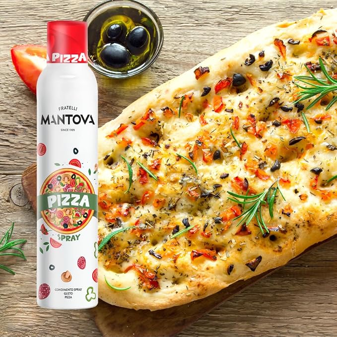 Mantova Pizza Flavored Extra Virgin Olive Oil Spray 8 oz – Infused with Basil, Oregano & Garlic – Perfect for Pizza, Pasta, Grilled Meats, Roasted Veggies & More
