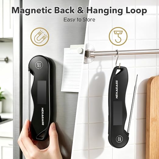 Meat Thermometer Digital 0.3s Instant Read Food Thermometer ±0.5℉ Accuracy | Grill Thermometer USB Rechargeable,IPX6 Waterproof,Cooking Thermometer, Baking Gifts for Men Women Candy Brewing BBQ Lovers