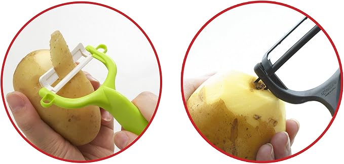 Kyocera Advanced Ceramic Horizontal Y Peeler, Red | KYOCERA Ceramic Y-Peeler: Ultra-Sharp, Non-Corrosive Blade for Effortless Peeling – Ergonomic & Dishwasher Safe
