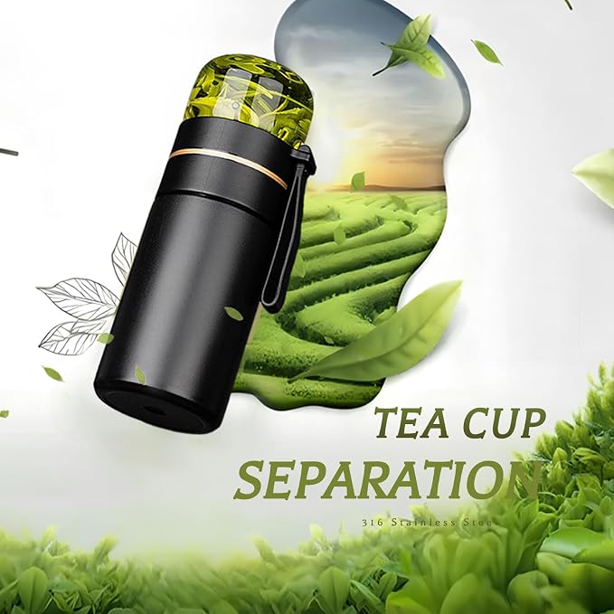 Glass Teapot With Infuser, Travel Tea Mug, Portable Tea Infuser Bottle 15OZ | Loose Tea Cup With Infuser And Lid,Tea Mug With Infuser For Outdoor,Tea Tumbler at Home,Tea Maker for Tea Lovers