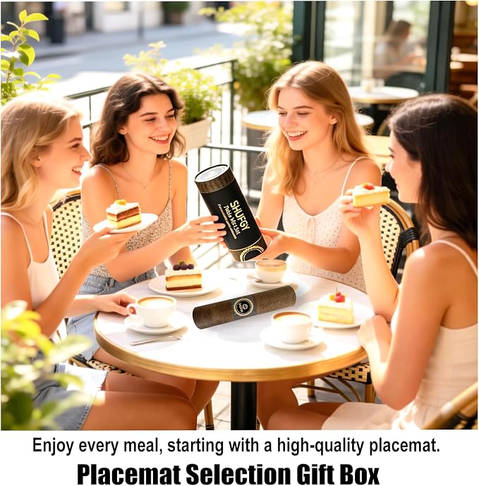 Faux Leather Placemats Set of 4, 11.8"x17.7", Brown | Reversible Table Mats, Waterproof, Stain & Heat Resistant, Easy Clean for Dining, Gatherings, Outdoor