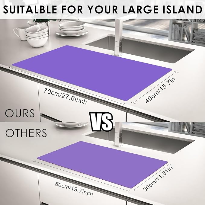 Extra Large Silicone Mats for Kitchen Counter, 27.6'' x 15.7'' Nonskid Silicone Placemats for Kids, Nonstick Purple Silicone Mat for Baking Crafts, Silicone Dab Mat Heat Resistant, 1Pack