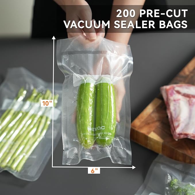 Wevac Vacuum Sealer Bags 6x10" 200 Pint for Food Saver, Suction Channel