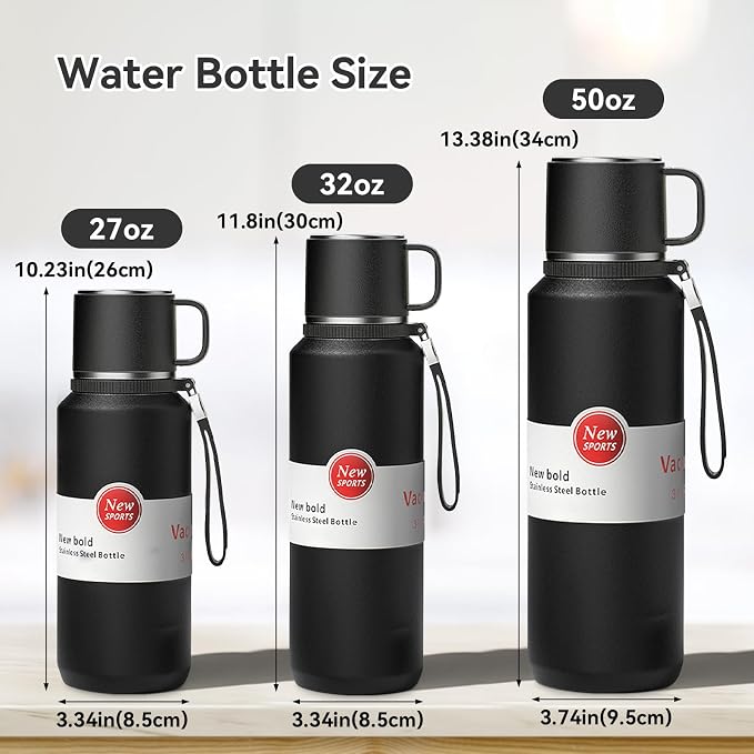 Stainless Steel Insulated Tea Infuser Bottle, Vacuum Insulated Water Bottle, Tea Tumbler with Separate Tea Compartment, 24-Hrs Insulation Commute Travel (Black,32oz/1000ml)