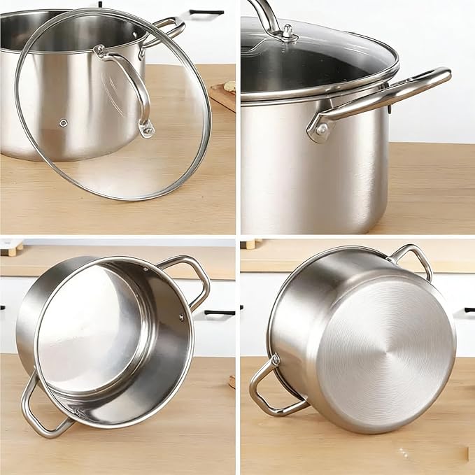6L/6.4QT Deep Fryer Pot with Basket and Steamer Rack, Stainless Steel Stock Pot Cooking Pot for Pasta, Soup,Spaghetti, Chicken, Deep Cookware for Frying, Canning, Boiling, Simmering