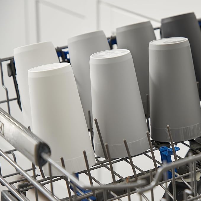 US Acrylic Newport 20 ounce Unbreakable Plastic Stackable Water Tumblers in Grey Stone | Set of 12 Drinking Cups | Reusable, BPA-free, Made in the USA, Top-rack Dishwasher and Microwave Safe