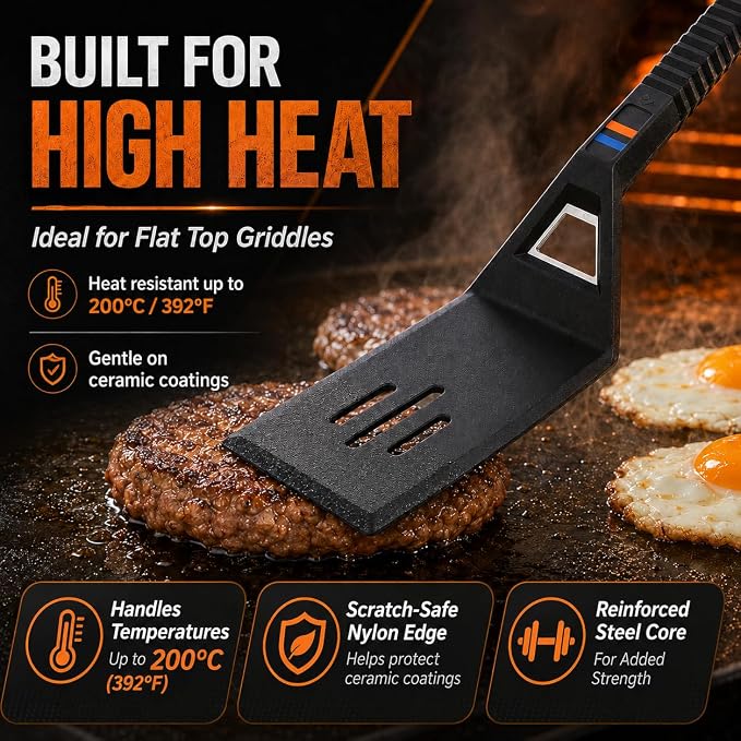 Nonstick Nanoceramic Griddle Plate, Pre-Seasoned Heavy-Duty Flat Top Insert, Universal Outdoor Cooking Griddle for Gas Grill/Charcoal/Gas Stove, Camping, Tailgating, Parties & Backyard BBQ, 17"x13"