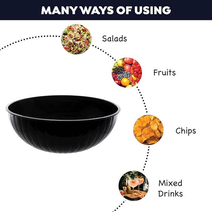 Party Essentials Hard Plastic 192-Ounce Serving Bowl, Black
