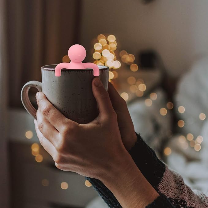 Leden Loose Leaf Tea Infuser Tea Steeper for Girl Kid Extra Fine Mesh Pink | Stainless Steel Fun Person-shaped Design Tea Strainer Filter with Silicone Handle for Loose Tea Ball for Cup Mug