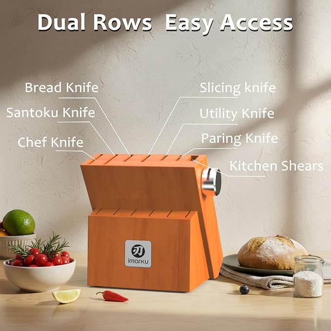 imarku 14 Piece Stainless Steel Knife Set with Build-in Sharpener | Japanese High-Carbon Stainless Steel Blades | 56±2 HRC Hardness | Full Tang Ergonomic Handle | Ideal Home Cooking Gift