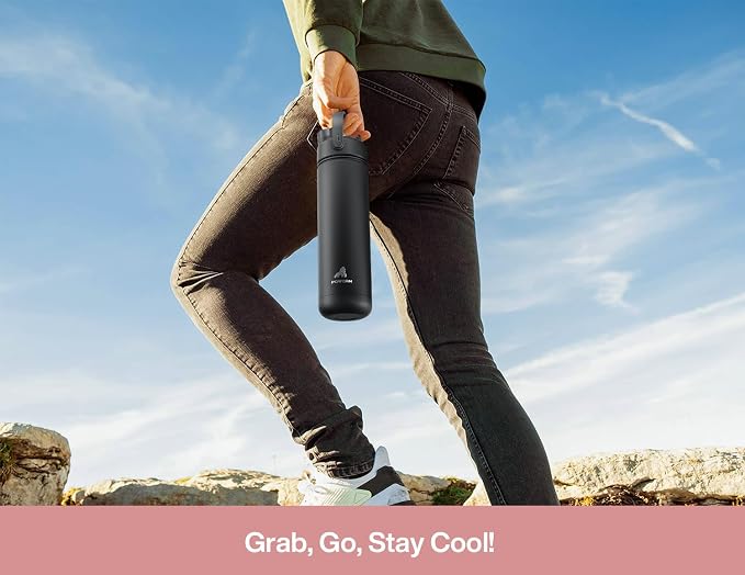 POWCAN 26 oz Insulated Water Bottle with 2-in-1 Straw and Spout Lid, Keep Cold 24H, Leak-Proof, Fits in Car Cup Holder, Stainless Steel Water Bottle for Dog Lovers, Puppy Theme, Gift (Pawfect Day)
