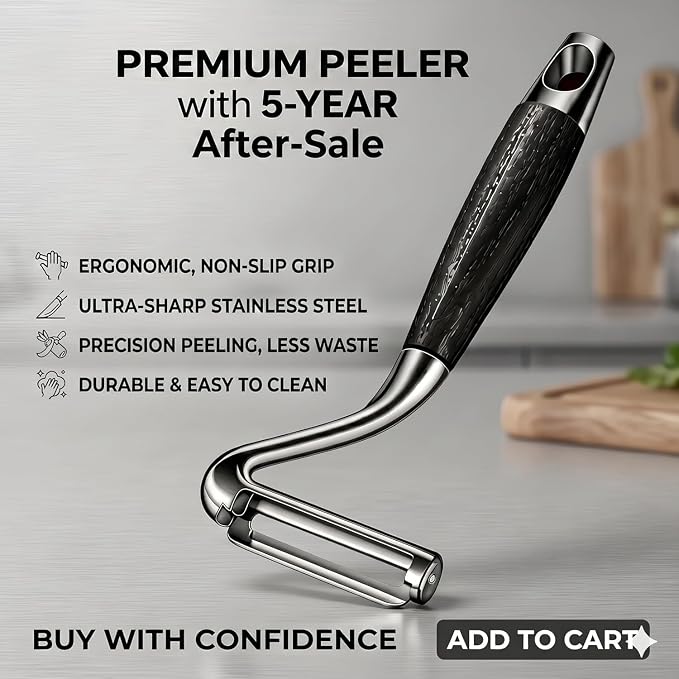 Vegetable Peeler,5-Year Warranty,Zero Flex Potato Veggie Peeler for Kitchen | Elite Multifunctional Fruit Zero Flex Peelers Sharp Stainless Steel Blade for Apple Cucumber Pumpkin Papaya Cheese Cabbage