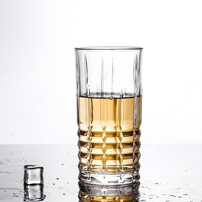 Tall Highball Drinking Glasses Set of 6, Water Glasses, Cocktail Glass 14 oz Clear