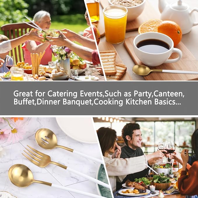 Whitegold Serving Utensils Set, 5pc Stainless Steel Serving Spoons | Serving Spoon,10.3’’,Utensils set for Parties,Buffet Serving Utensils,for Party Banquet,Heavy Duty Flatware,Dishwasher Safe