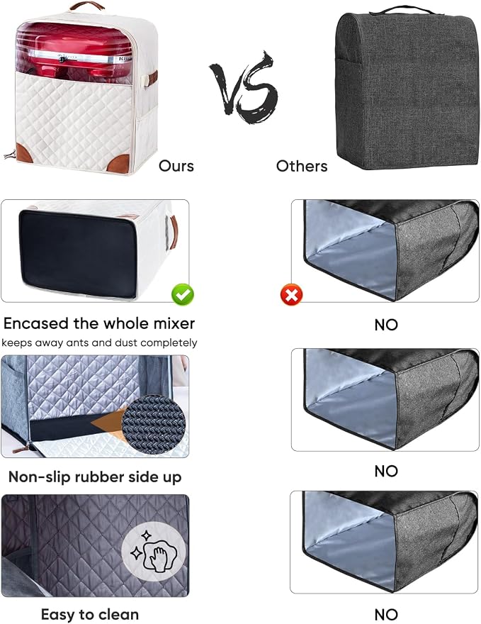 BAGSPRITE Stand Mixer Cover with Appliance Sliders Base Compatible with KitchenAid Mixer-Storage Bag for 4.5/5 Quart with Pockets for Kitchen Aid Accessories and Attachments