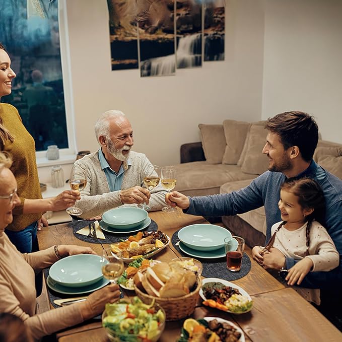 Placemats for Dining Table Set of 4 Non-Slip, Heat Resistant Oval Leather Placemat Double Layer, Waterproof Table Mats Easy to Clean for Kitchen Dining Room Coffee Office Table, Charcoal