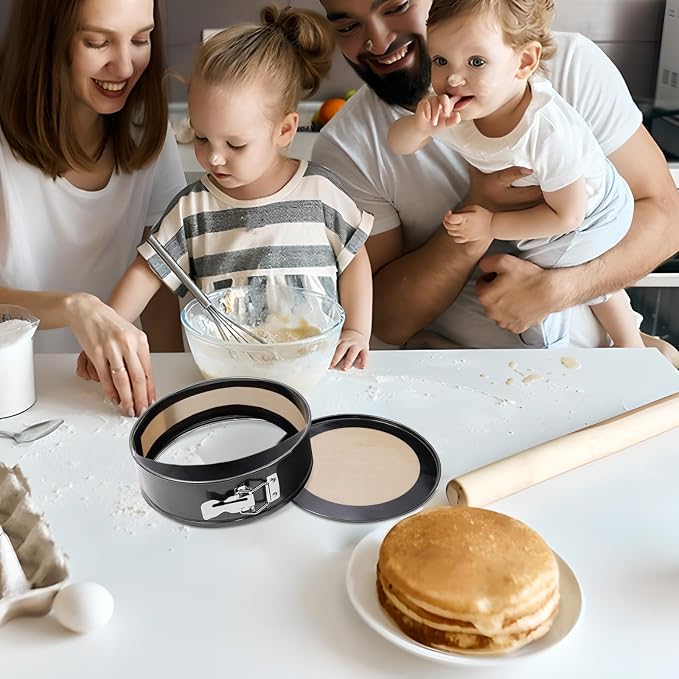 Silicone Baking Mat for Springform Pan 9 inch, Silicone Baking Sheet, Baking Mats for Cheesecake Pan, Springform Pan Protector, Non Stick Baking Mat, Baking Tools (Black, Gray)