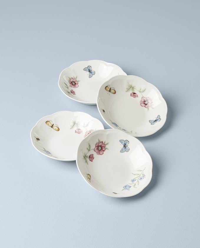 Lenox Butterfly Meadow Porcelain Fruit Bowls, 11oz, Set of 4 | dishwasher safe | floral design | kitchen and dining essential | 6.75 inch, 11oz, gift for women, mixing bowls