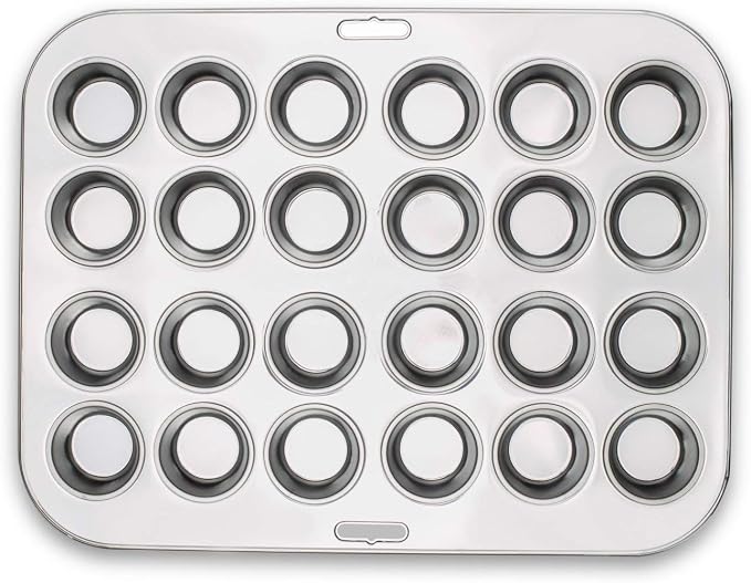Fox Run Stainless Steel Mini Muffin & Cupcake Pan, 24 Mini Cups Baking Pan | Mini Cupcakes & Muffins | Dishwasher Safe | No Coatings | Baking Essential | Durable | Consistent Results | Rust Resistant