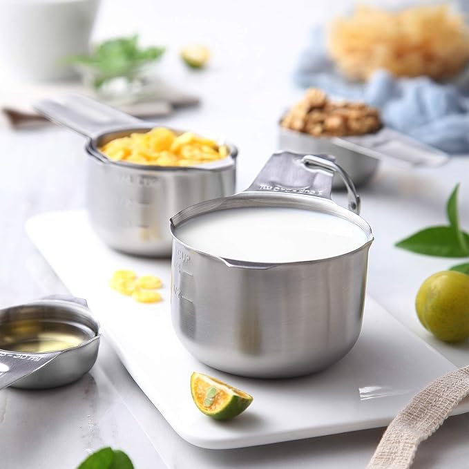 Spring Chef Stainless Steel Measuring Cups and Spoons Set of 20 w/Leveler | Nesting Metal Measuring Cups for Kitchen & Rectangular Teaspoon & Tablespoon Measuring Spoons for Dry and Liquid Ingredients