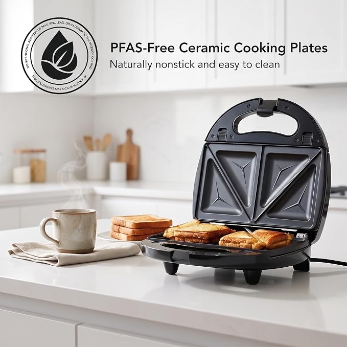 OVENTE 3 in 1 Electric Sandwich Maker, 750W Non-Stick Plates, Black GPI302B | Panini Press Grill and Waffle Iron Removable Set , Perfect for Grilled Cheese, Tuna Melts, Burgers, Steaks and Snacks