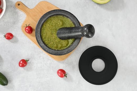Mortar and Pestle Set Carved from Natural Granite - Heavy Duty, 2 Cup