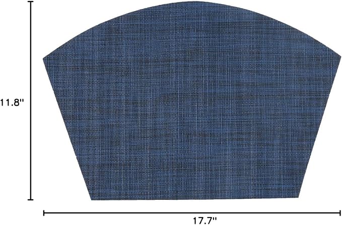 SHACOS Round Table Placemats Set of 7 Woven Vinyl Wedge Placemat with Centerpiece Mat Heat Resistant Place Mats Round Table Mats Wipe Clean (7, Blue Black)
