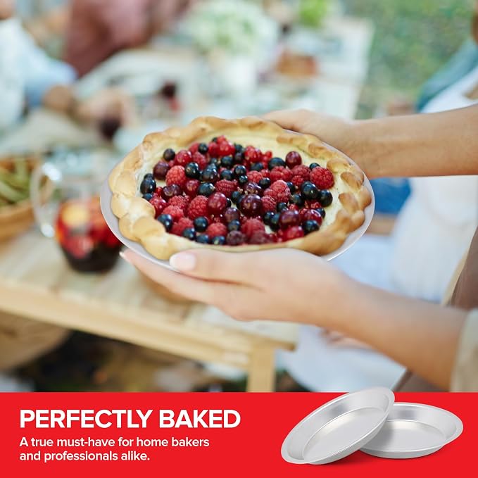 Stock Your Home 9 Inch Aluminum Pie Pans (2 Pack) - Silver Tin for Baking, 9" x 1 1/4" Oven Safe Dish for Crumbles or Cake