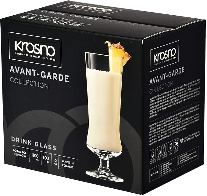 KROSNO Cocktail Glasses Set of 6, 10.1 oz, Avant-Garde Collection | Drinking Glasses for Cocktails, Lead-Free Crystal Glassware, Aperol Spritz Glasses, Dishwasher Safe