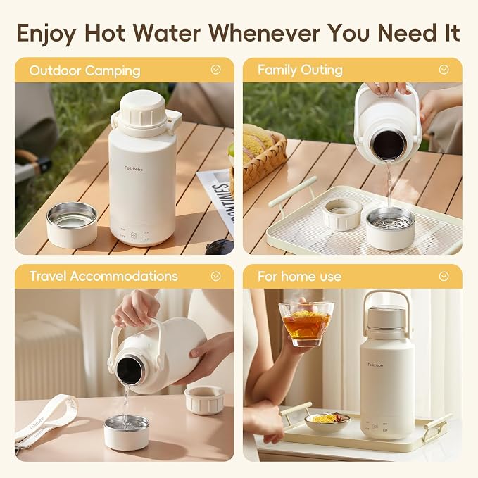 33.8 Oz/1000mL Portable Electric Kettle,304 Stainless Steel Travel Kettle Electric,4 Temp Settings with Holding Heat,600W Fast Boiling Water with Auto Shut-Off and Boil Dry Protection
