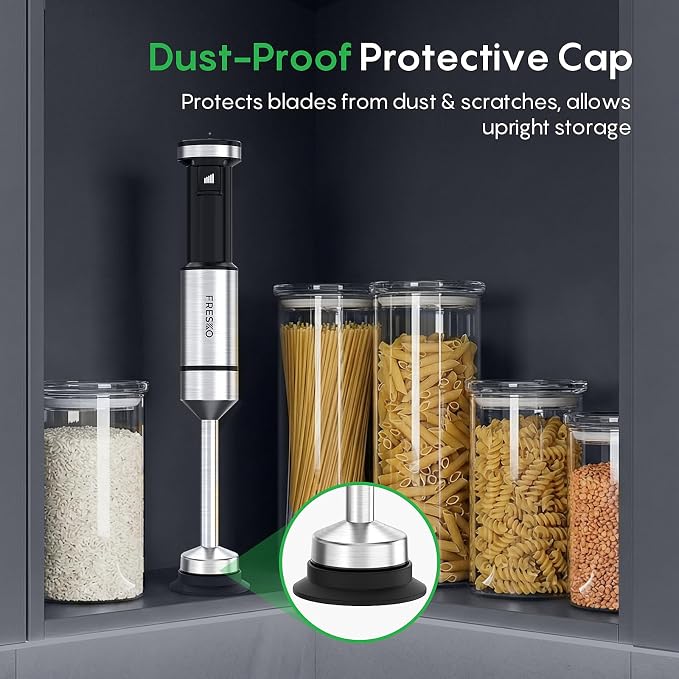 FRESKO Immersion Hand Blenders, Variable Speed Trigger | Anti-Scratch Stainless Steel Shaft, Stick Mixer for Soups, Shakes, Baby Food & Puree