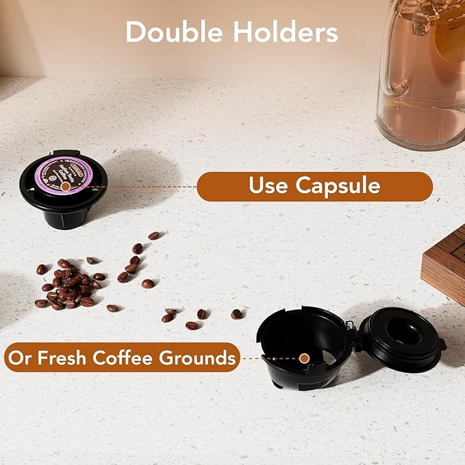 Electactic Dual Brew Single Serve Coffee Maker for Capsules & Ground Coffee | 2 in 1 coffee machine, 5 brew sizes up to 14oz, adjustable funnel height, quick brew & easy clean for home, office & outdoor