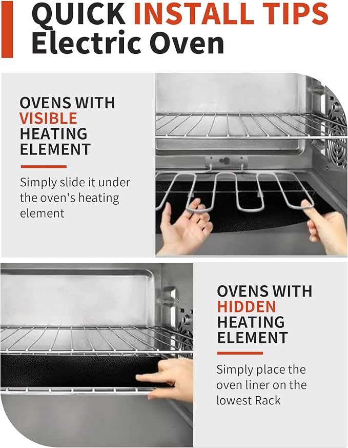 Buself Large Roll-Up Oven Liners – 17” x 75” Non-Stick, Reusable Heavy Duty Mats for Oven Bottom, Toaster & Oven Types – BPA & PFOA Free Kitchen Accessory (Black)