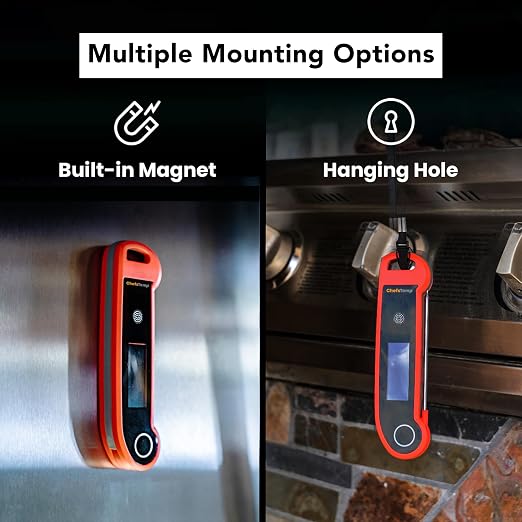 Digital Instant Read Meat Thermometer, NSF Certified | IP67 Waterproof Food Thermometer with Ambidextrous Backlit for Grilling, BBQ, Kitchen Cooking, Oil Deep Frying & Candy (Red)