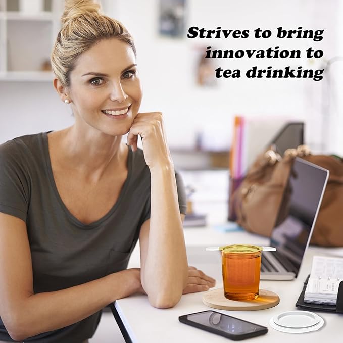 Tea Infuser for Loose Leaf Tea, 304 Stainless Steel Strainer Basket Gold | Fine Mesh Steeper, Heat Resistant, Silicone Handle, Lid Included, Large Capacity, Mug Filter, Fits Standard Cups