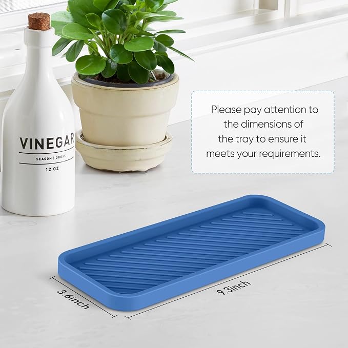 Kitchen Silicone Sink Organizer Tray, Sponge Holder for Sink Caddy(Blue) | Silicone Soap/Sink/Drip Tray, Kitchen Sink Organizer, Small Mats for Counter, Soap Dish Tray, Dishwashing Accessories