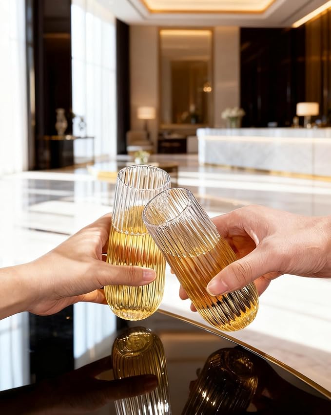 Ciaell 48 Pack Plastic Champagne Flutes for Weddings Birthdays | 9 oz Clear Ribbed Mimosa Glasses, Heavy Duty Plastic, Champagne Wine Mimosas Cocktails for Parties Catering Bars