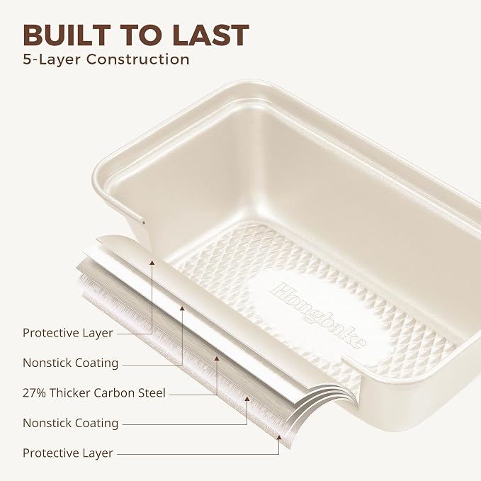 3 Pack Nonstick Mini Loaf Pans, 6 x 3.3 x 2 Inch Small Bread Pans for Homemade Bread, Tiny Banana Baking Tins with Diamond Texture, Non-toxic Mini Meatloaf Pans Set, Creamy