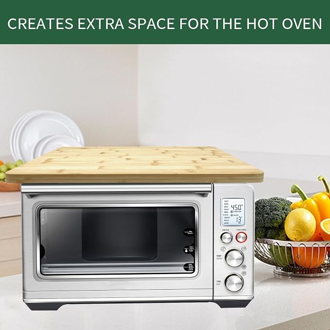 Bamboo Cutting Board for Breville BOV800XL 860BSS 845BSS Smart Oven &Emeril Lagasse Everyday 360 Air Fryer, Heat Resistant Silicone Feet, Creates Storage Space, Protects Countertops and Cabinets