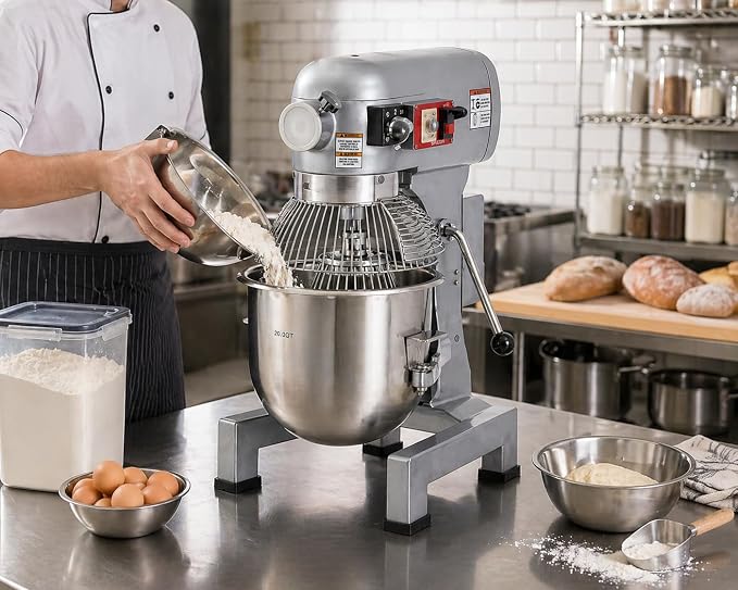 Planetary Stand Mixer, 20 Qt, 1.5 HP, 120V with Guard and Accessories
