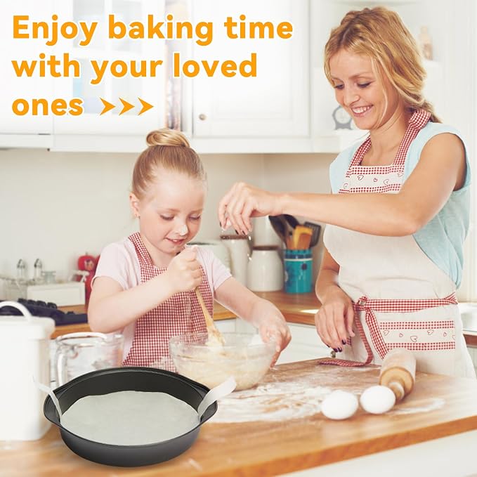 6 Inch Cake Pan - 3PCS Nonstick Round Cake Pans with 100 PCS Parchment Paper, Carbon Steel Smash Cake Baking Pans with Handle, Dishwasher Safe