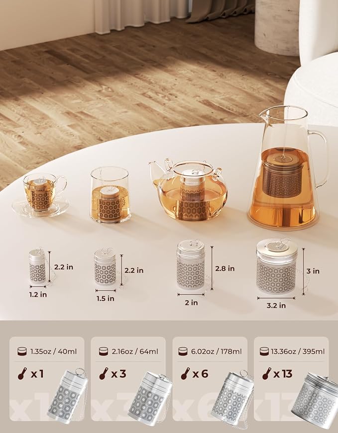 2 Pack Extra Large Tea Infuser for Loose Leaf Tea & Spice Ball | 304 Stainless Steel Tea Strainer Fine Mesh Large Tea Ball 3.2” x 3” Loose Leaf Tea Steeper for Teapot Pitcher Kettle